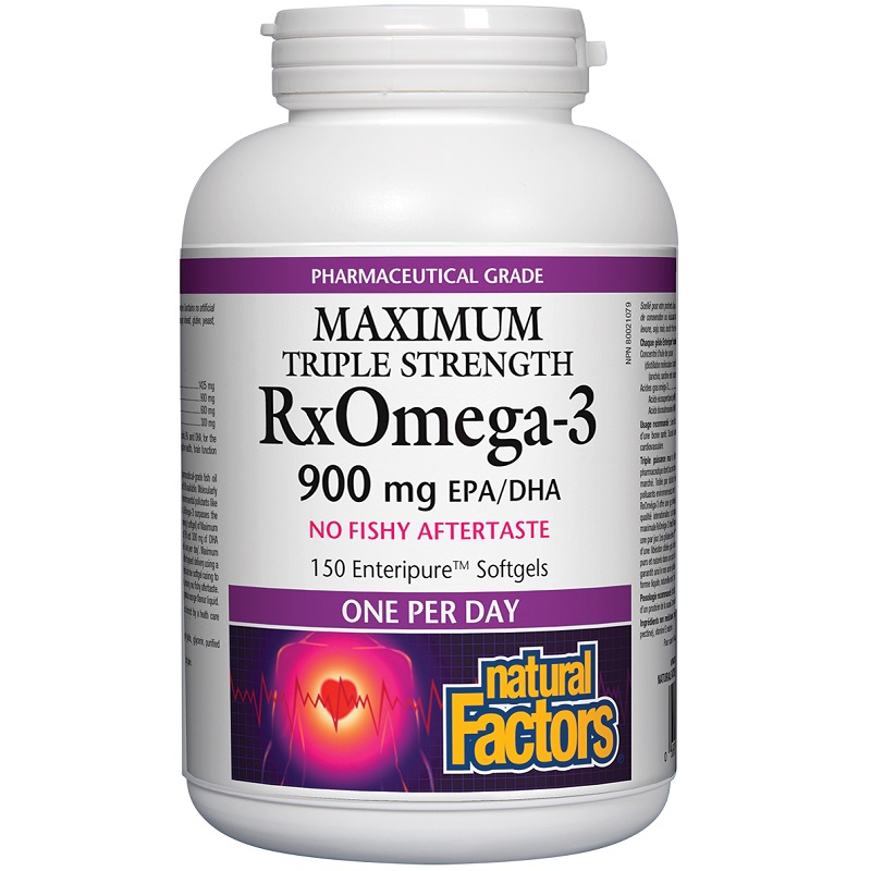 Natural Factors RxOmega-3 Maximum Triple Strength 900 mg, 150 Softgels