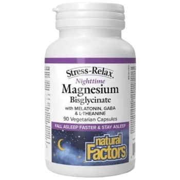 Natural Factors Stress-Relax Nighttime Magnesium Bisglycinate, 90 Capsules