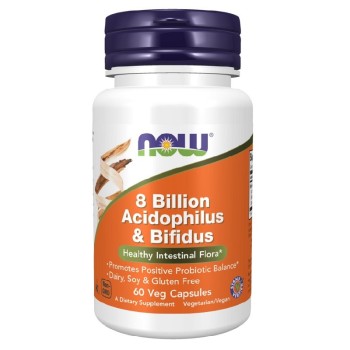 NOW 8 Billion Acidophilus and Bifidus, 60 Veg Capsules