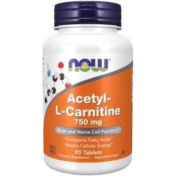 NOW Acetyl L-Carnitine 750 mg, 90 Tablets