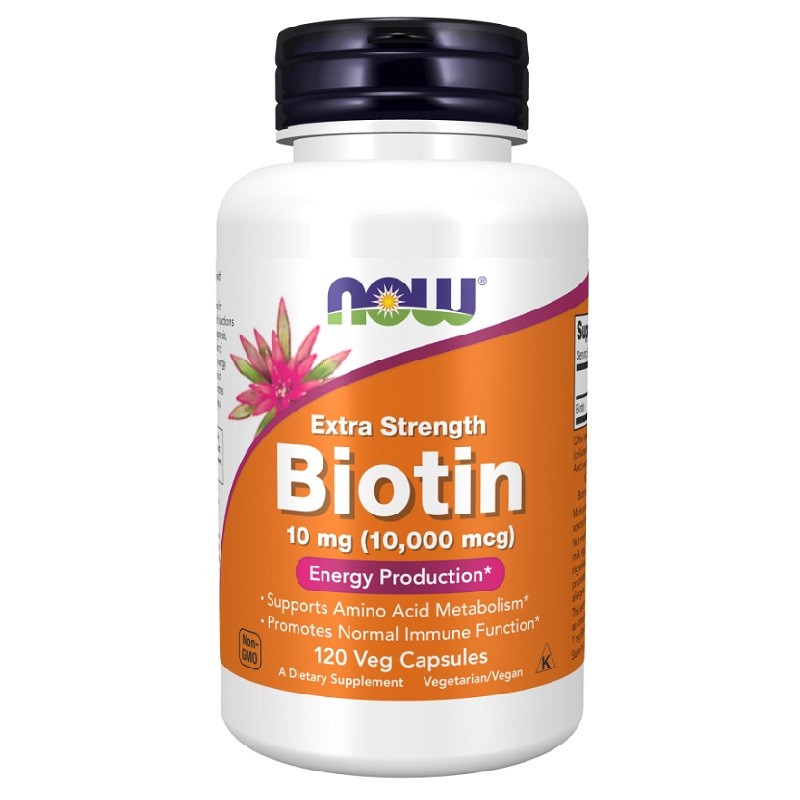 NOW Biotin 10mg Extra Strength, 120 Veg Capsules