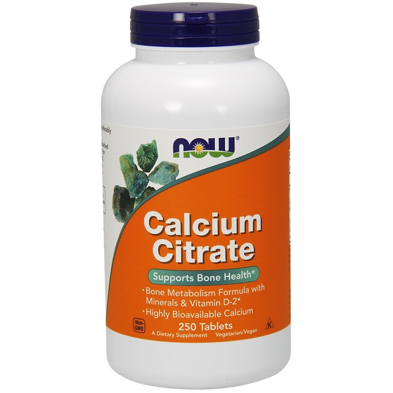 NOW Calcium Citrate Minerals and Vitamin D-2, 250 Tablets