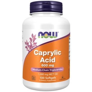 NOW Caprylic Acid 600mg, 100 Softgels