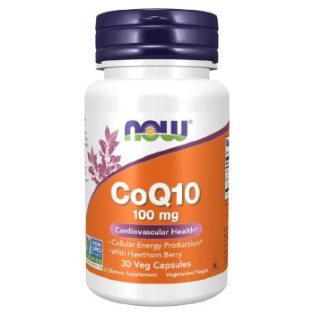 NOW CoQ10 100mg with Hawthorn Berry, 30 Veg Capsules
