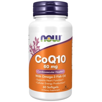 NOW CoQ10 with Omega-3 60 mg, 60 Softgels