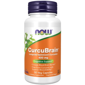 NOW CurcuBrain 400 mg, 50 Veg Capsules