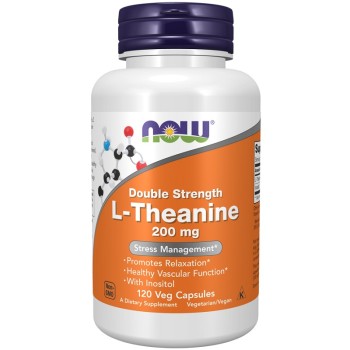 NOW Double Strength L-Theanine 200 mg, 120 Veg Capsules