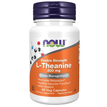NOW Double Strength L-Theanine 200 mg, 60 Veg Capsules