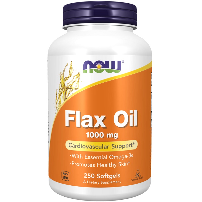 NOW Flax Oil 1000 mg, 250 Softgels