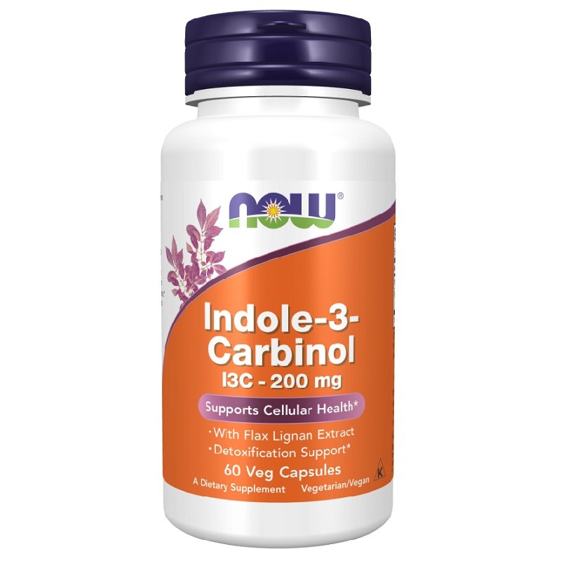 NOW Indole-3-Carbinol (I3C) 200mg, 60 Veg Capsules