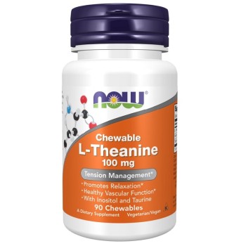 NOW L-Theanine with Inositol and Taurine 100 mg, 90 Chewables