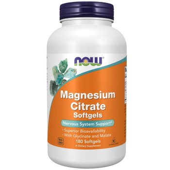 NOW Magnesium Citrate Softgels, 180 Softgels