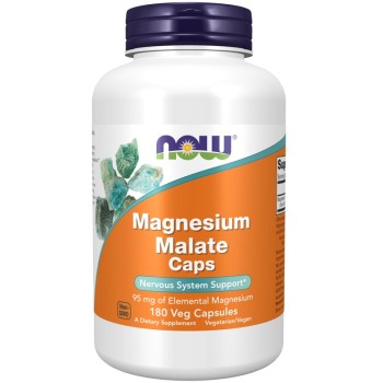 NOW Magnesium Malate Caps, 180 Veg Capsules
