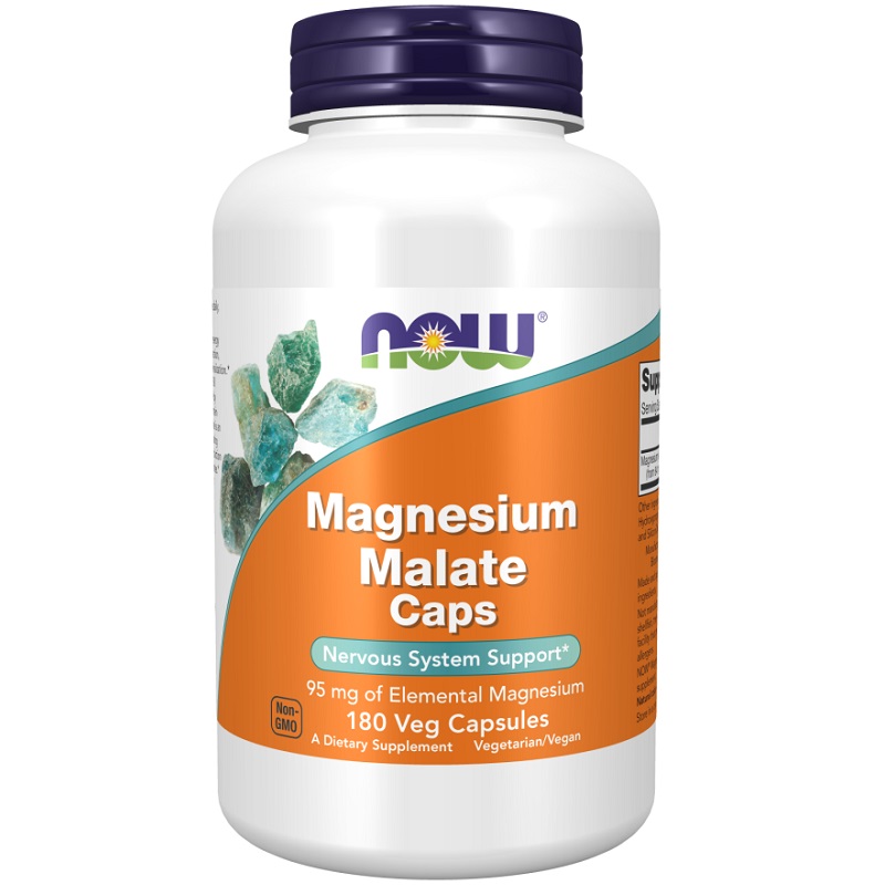 NOW Magnesium Malate Caps, 180 Veg Capsules