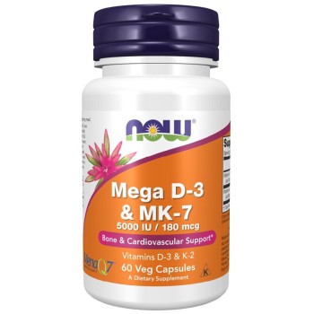 NOW Mega D-3 and MK-7, 60 Veg Capsules