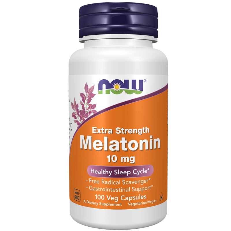 NOW Melatonin 10 mg Extra Strength, 100 Veg Capsules