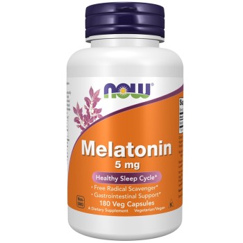 NOW Melatonin 5 mg, 180 Veg Capsules