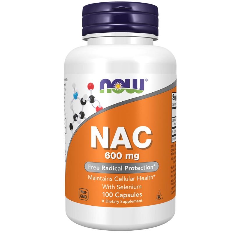 NOW NAC 600 mg with Selenium, 100 Veg Capsules