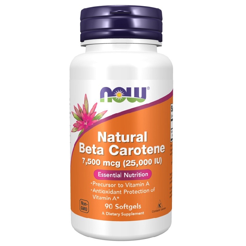 NOW Natural Beta Carotene 25 000 IU, 90 Softgels