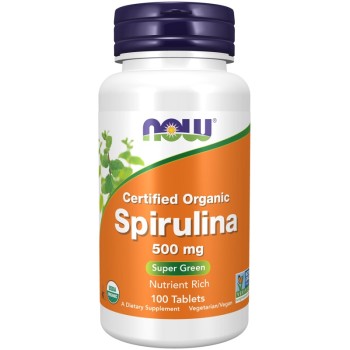 NOW Spirulina 500 mg, 100 Organic Tablets
