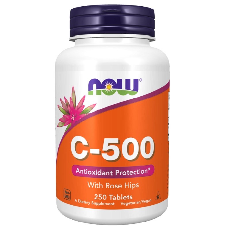 NOW Vitamin C-500 with Rose Hips, 250 Tablets