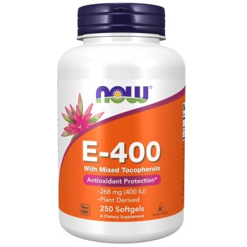 NOW Vitamin E-400 Natural (Mixed Tocopherols), 250 Softgels