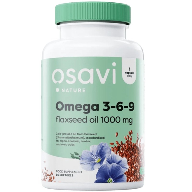 Osavi Omega 3-6-9 Flaxseed Oil 1000 mg, 60 Softgels
