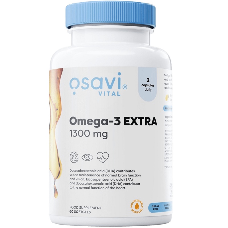 Osavi Omega-3 Extra Molecularly Distilled 1300 mg, 60 Softgels