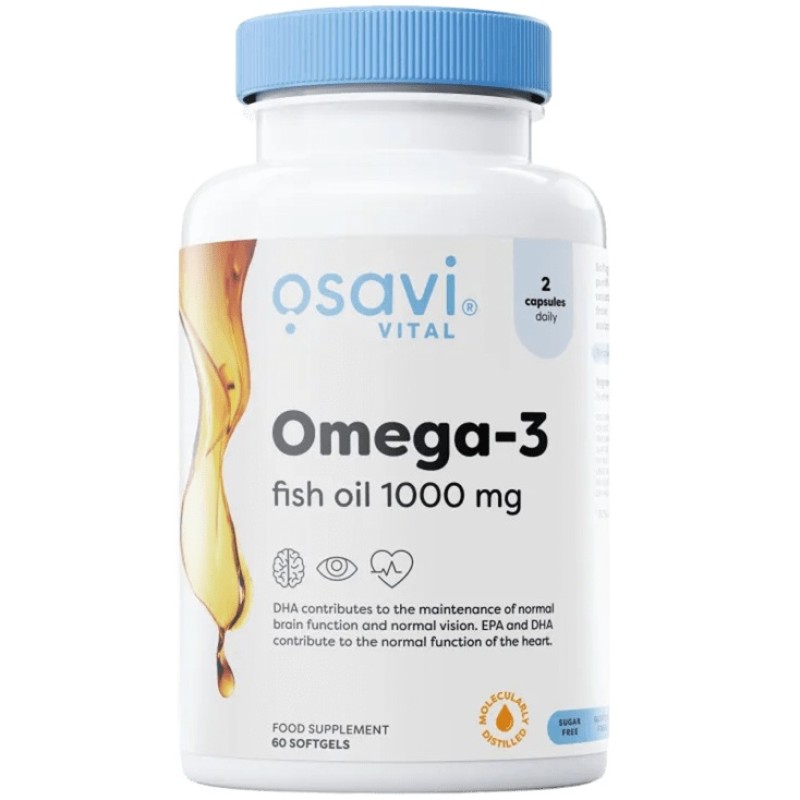 Osavi Omega-3 Fish Oil Molecularly Distilled 1000 mg, 60 Softgels