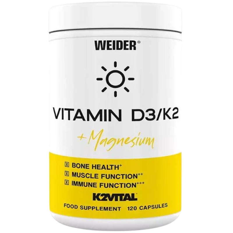 Weider Vitamin D3/K2 + Magnesium, 120 Capsules